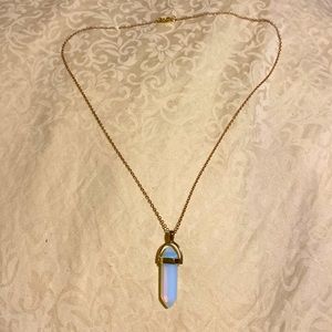 Milky opaline crystal with gold tone chain